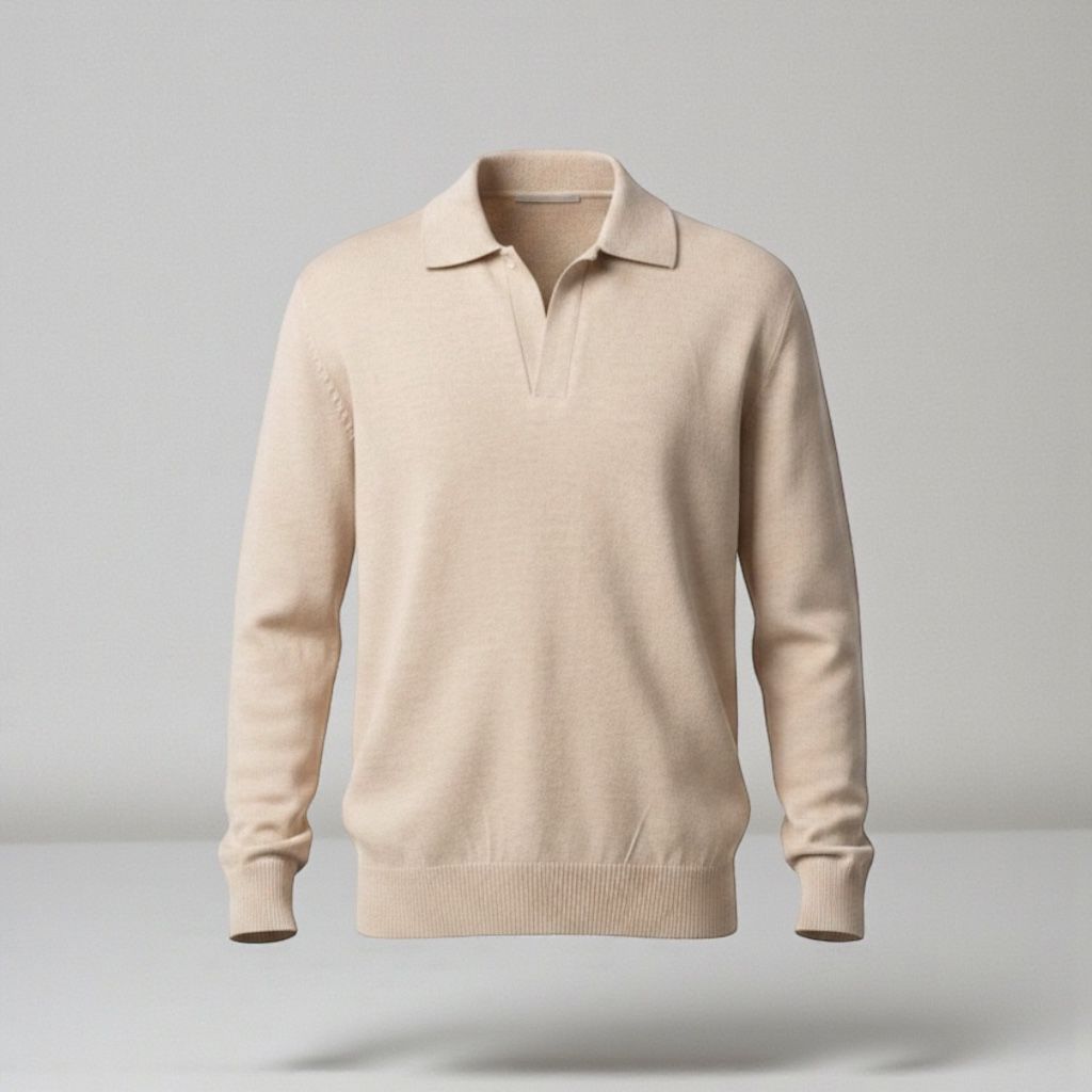 9933 Sueter cuello polo con aletilla todo liso