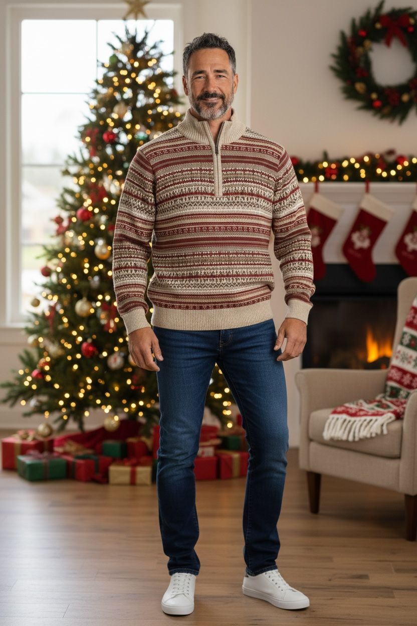 Ugly Sweater / Suéter Navideño con dibujo nórdico.